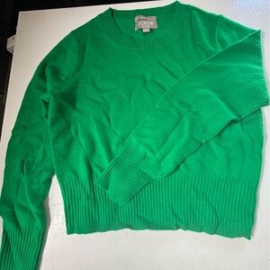 J. Crew Green Crew Neck Sweater with Ribbed Detailing